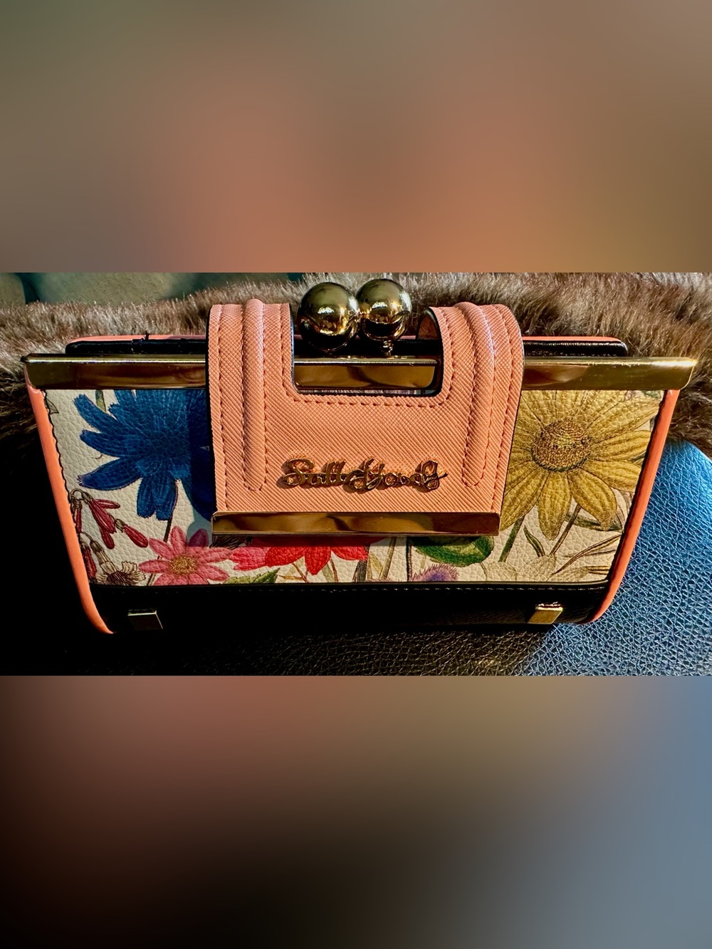 Pink Mini Wallet with Gold Hardware